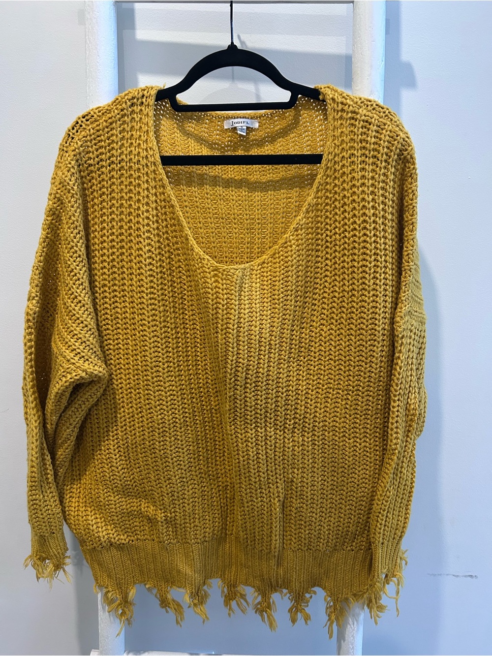 Goldenrod Distressed Hem Knit Sweater